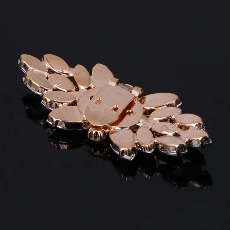 

Bridal Decoration Accessories Gold Tone Rhinestone Shoe Clips Flower Glass Wedding Diamante Sparkle Fashion