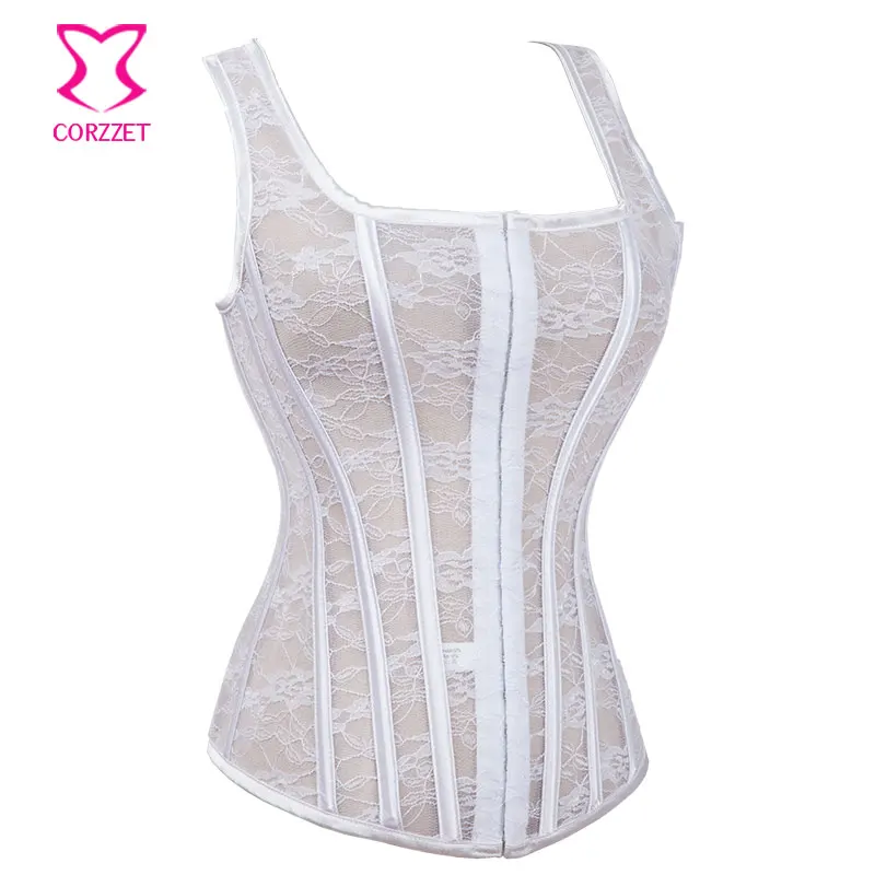 Женский кружевной корсет с вырезами Белый Бюстье для свадебных торжеств корсеты