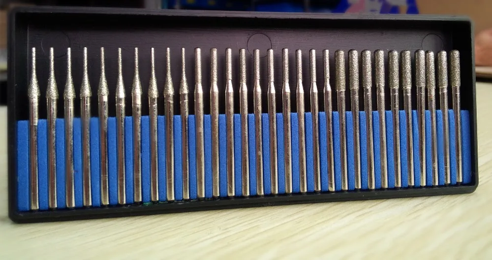 Развертки для обработки меди dremel использовать D3mmXL45mm 30 шт./компл. 1-2-3mm алмазные Гальванические Алмазные биты пустотелого сверла с декоративными швами, дыропробивной пресс Твердые биты для драгоценные камни Стекло
