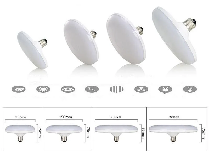 Светодиодный светильник UFO E27 20 Вт/30 Вт/60 Вт 1800LM 7530 SMD высокая яркость пластиковый светодиодный светильник-лампа глобус светильник Летающий светильник-тарелка Точечный светильник Bu