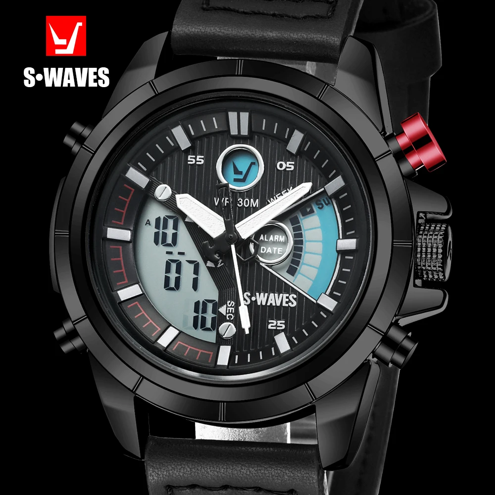 Часы наручные SWAVES Мужские кварцевые с двойным дисплеем брендовые