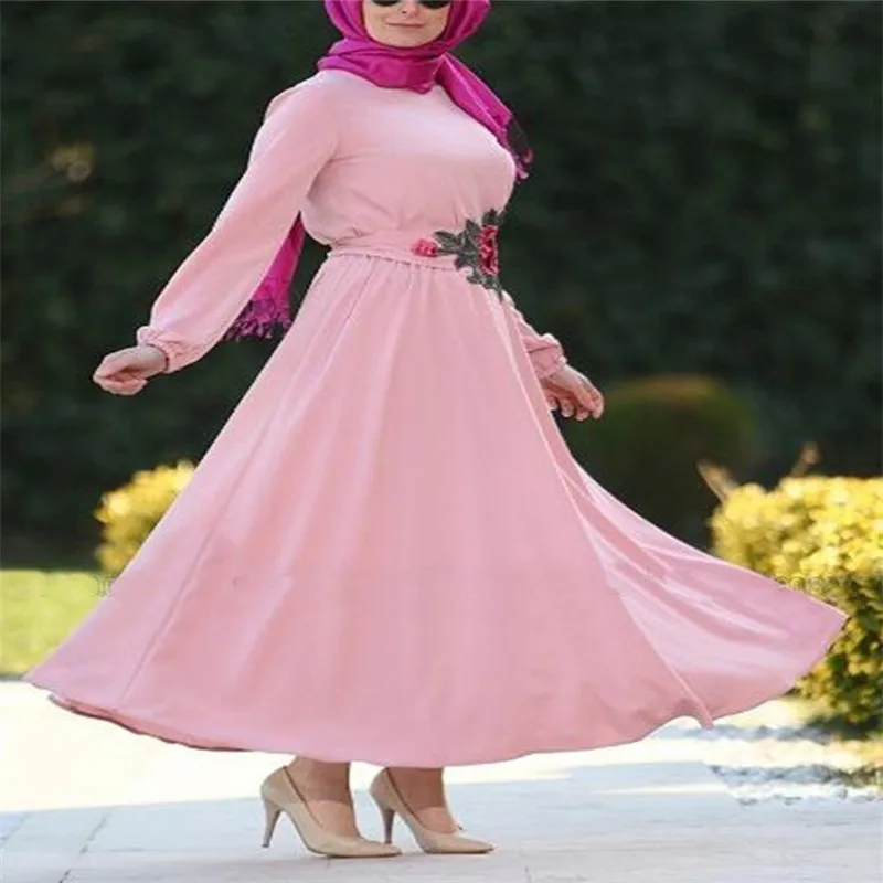 Новый стиль мусульманское Весна Лето Свободное платье с длинным рукавом