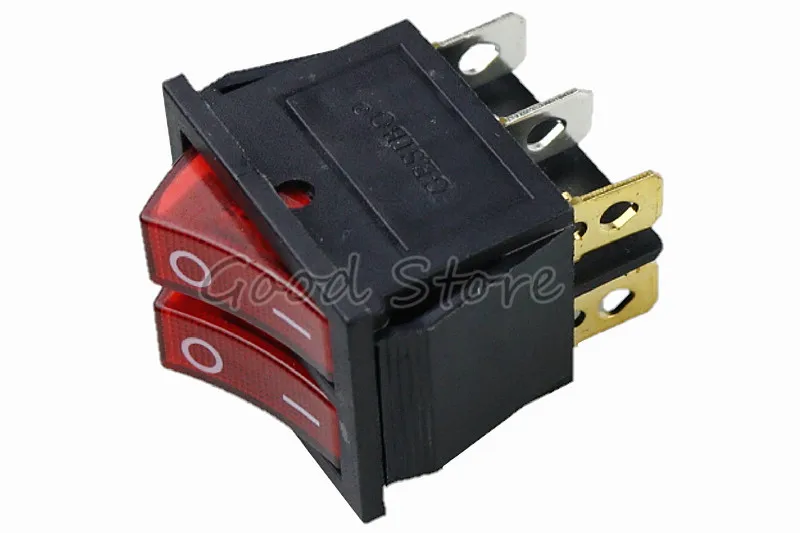 1 шт. KCD8 6PIN 16A 250V 20A 125V красный двойной светильник перекидной переключатель сделаны в Водонепроницаемый ВКЛ-ВЫКЛ Лодка Мощность переключатель