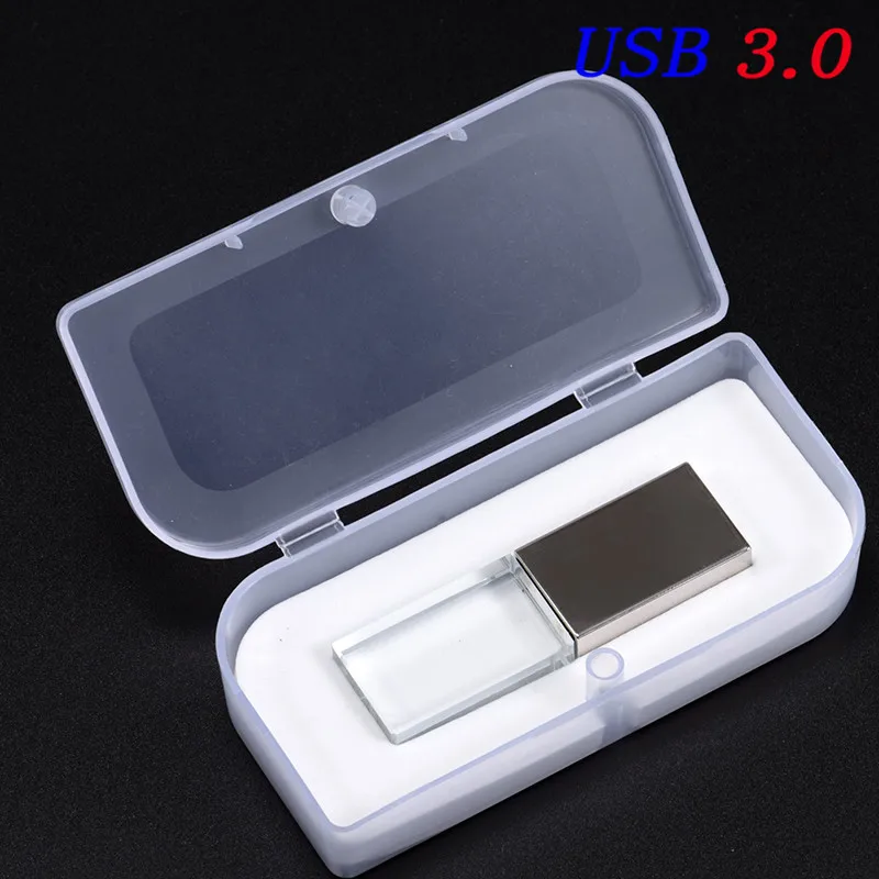 Silver with box JASTER USB 3,0 модный Кристальный флеш-накопитель cle USB 4GB 16GB 32GB 64GB свадебный подарок флешка(более 10 шт бесплатный логотип - Цвет: Silver with box