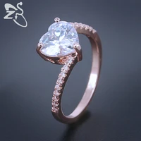 luxury women rings 9mm hearts cubic zirconia engagement ring rose gold color twist rings inlay micro cz crystal ring wedding