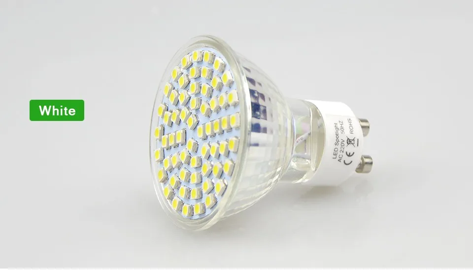 Светодиодный прожектор GU10 лампа 6 Вт AC 220 V термостойкого Стекло тела 3528 SMD 60 светодиодный s белый/теплый белый светильник со светодиодными лампами