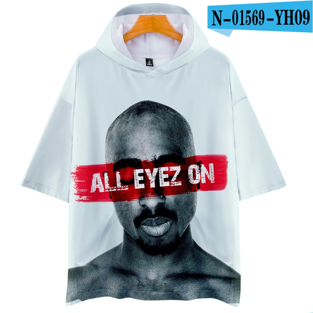 N01569 LUCKYFRIDAY 2Pac Rapper мужские футболки 3D Повседневная летняя модная футболка с коротким рукавом и капюшоном Harajuku уличная одежда в стиле хип-хоп - Цвет: N01569