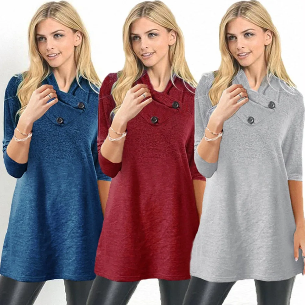 Женское трикотажное платье с высоким воротом длинный свитер длинным рукавом