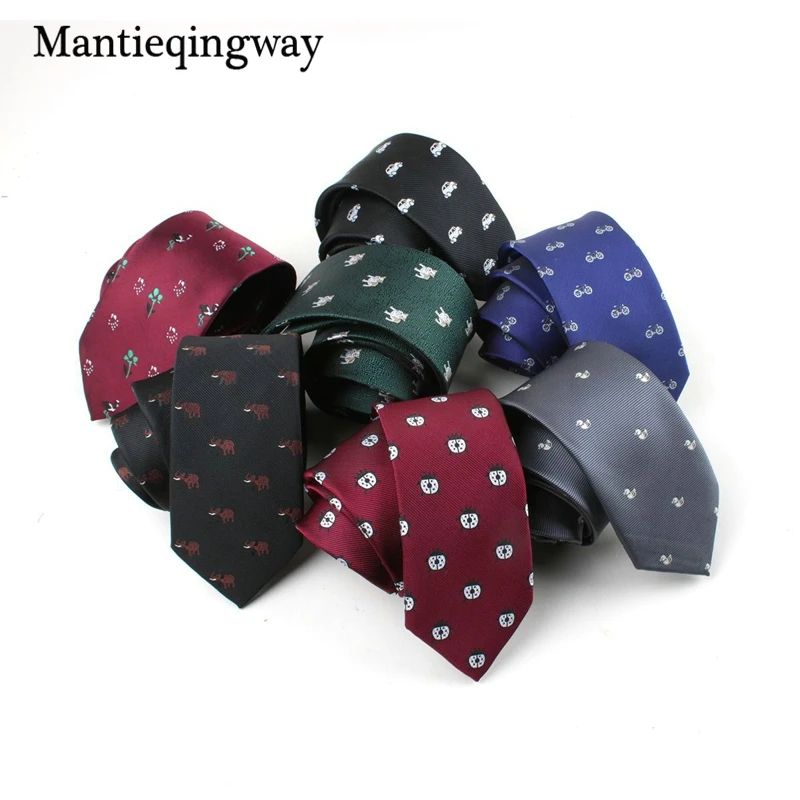 Классические мужские галстуки Mantieqingway 6 см с рисунком акулы из мультфильма на шею