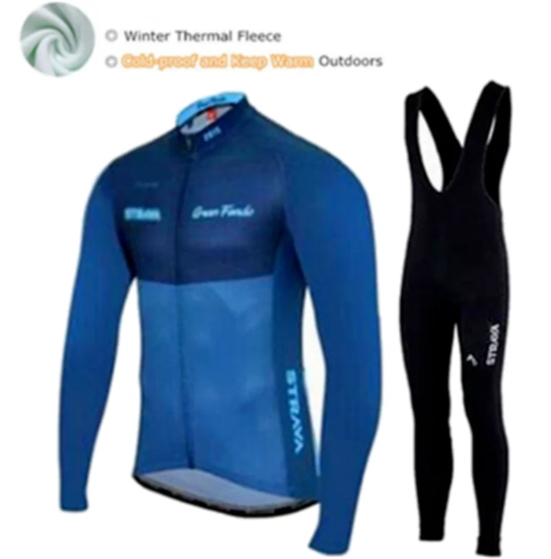 STRAVA Pro team зимний термальный флисовый комплект для велоспорта abbigliamento ciclismo invernale