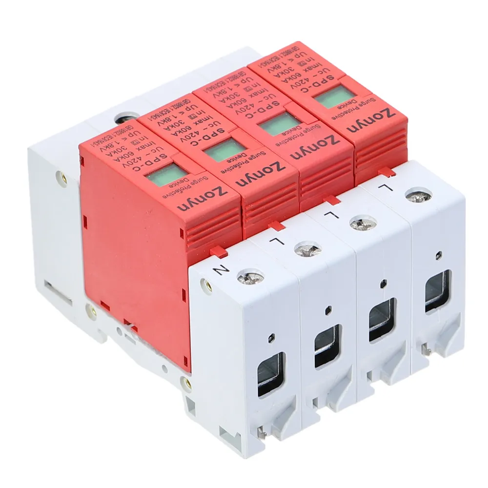 Высокое качество 4P SPD 420V 30KA~ 60KA дом стабилизатор напряжения защитное Низковольтное устройство 3P+ N