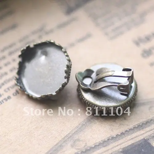 

Free Ship! 15mm Antique Bronze Copper Blank Crown Tray Base Stud Clip Earrings 4 Diy Resin Cameo Cabs Jewelry Settings Wholesale
