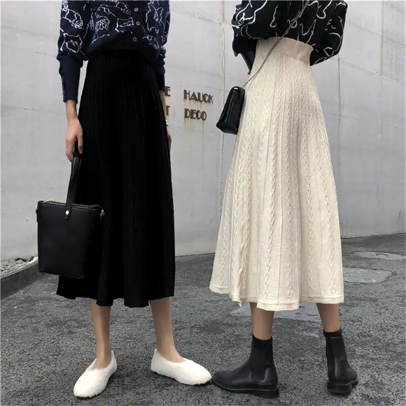 Женская трикотажная юбка HziriP длинная однотонная эластичная с высокой талией