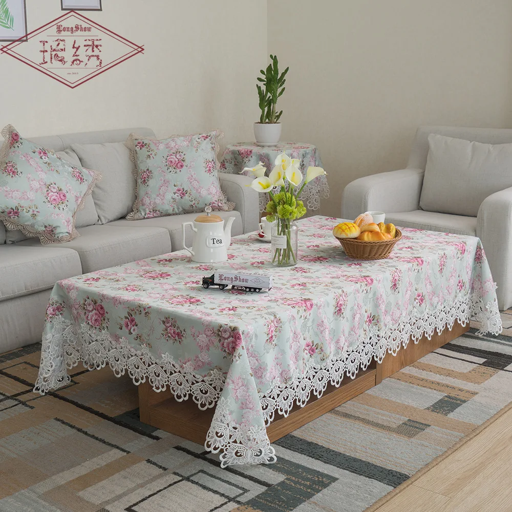 Помпонная скатерть пасторальная маленькая свежая Цветочная кружевная скатерти