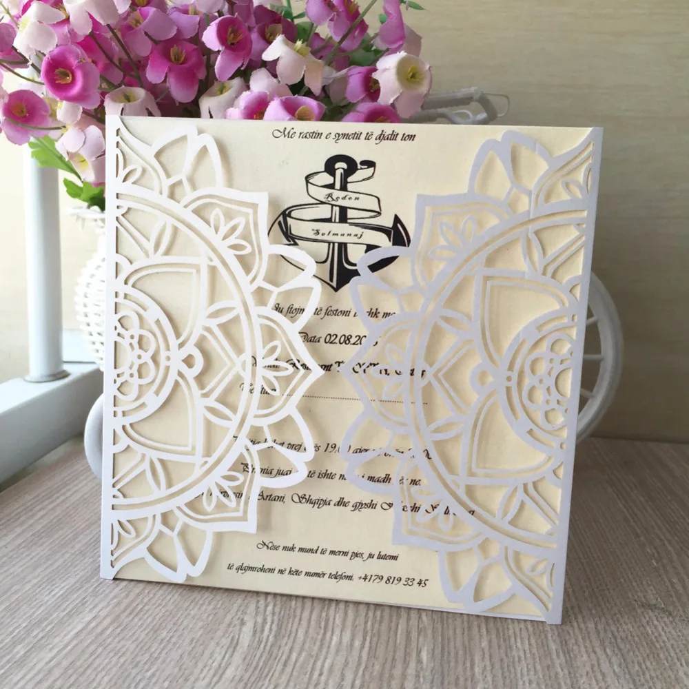 30pcs Laser Cut Pearl Paper Modern Design Wedding Invitations Cards Custom Greeting Blessing Card Decoration Festival Supplies | Дом и сад