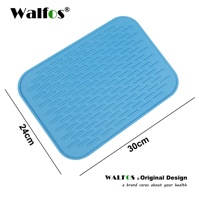 blue 30x24 cm Walfos 1 шт. большой размер 30x24 см многофункциональный коврик для горшка силиконовый держатель для горшка-Большой Кухонный силиконовый коврик для сушки посуды-коврик для сушки посуды - Цвет: blue 30x24 cm