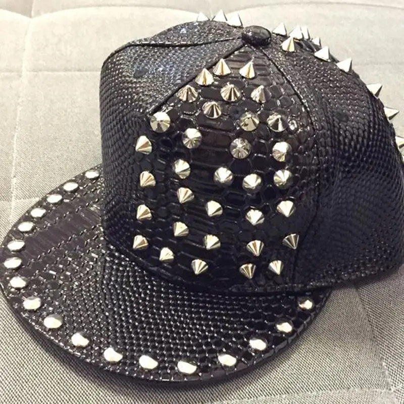 Бейсболка унисекс повседневная из змеиной кожи с заклепками 2015|luxury hat|baseball capbaseball