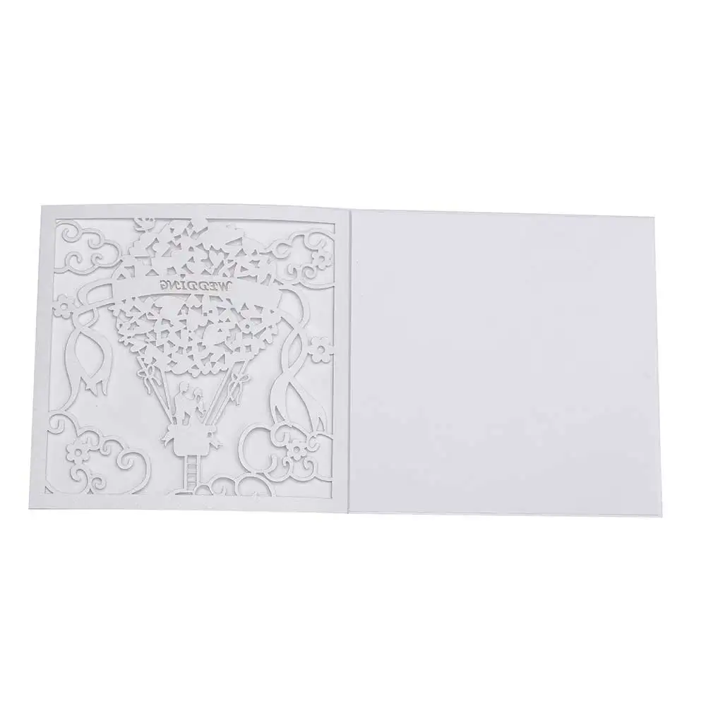 White and White Eleva складные Романтические свадебные пригласительные открытки для влюбленных, свадебные приглашения с лазерной огранкой, белые свадебные наборы наклеек - Цвет: White and White