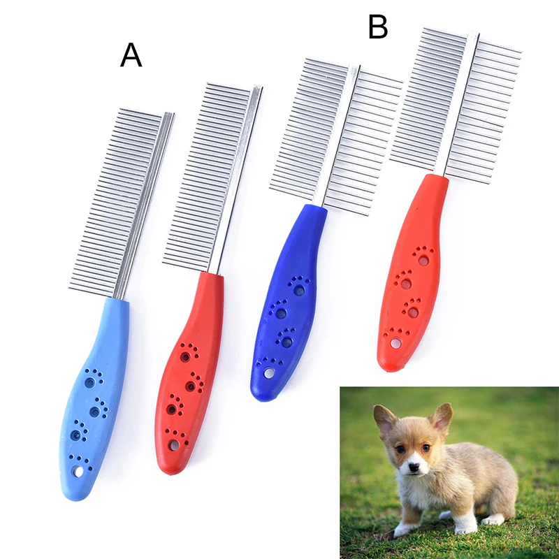 1Pc Metal Pet Cat Dog Trimmer Grooming Comb Brush Rake Hair Shedding Flea Blue Red | Дом и сад