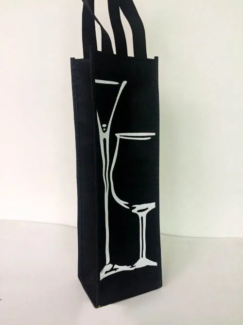 Нетканые сумки для винных бутылок 37x18x9 см 14,6 дюйма, сумки для горячего тиснения для супер маркета, магазина, рекламные подарочные пакеты