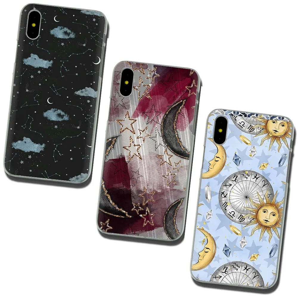 Твердый разноцветный чехол для телефона с изображением Солнца и Луны звезд iPhone SE