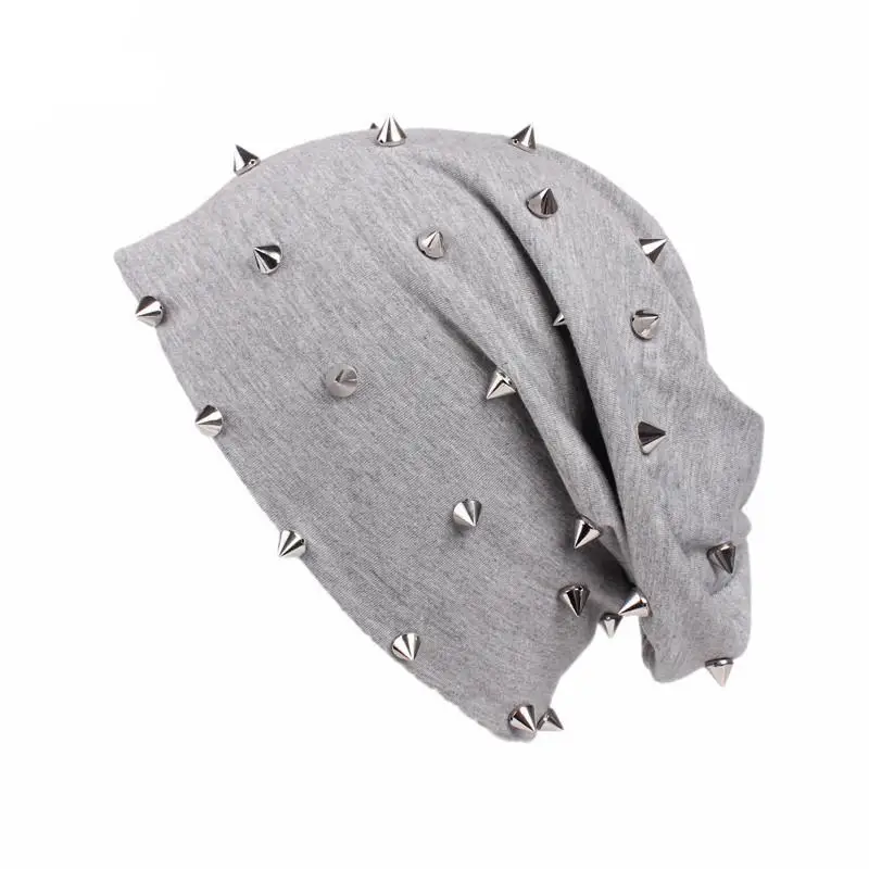 

2018 Muslim Women Rivet Turban Solid Color Headwrap Bonnet Fashion Beanie Cap