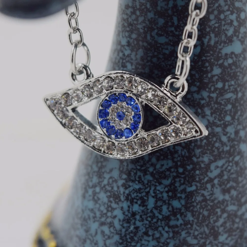 Синий сглаза Хамса Rhinestone Модные украшения сапфир короткие Цепочки и ожерелья