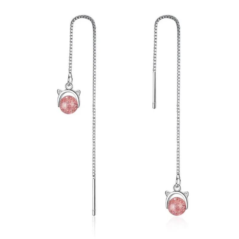 

2018 Hot Sale Crystal Pink Balls Female Drop Earrings Jewelry Girl Fashion Silver Plated Earrings For Women Party Accessories
