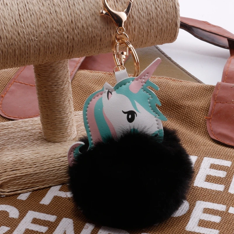 Kawaii единорог плюшевые животные пушистый мех Pom мультфильм аниме Единорог игрушка чучела плюшевые животные брелок с подвеской для сумки Рождественский подарок