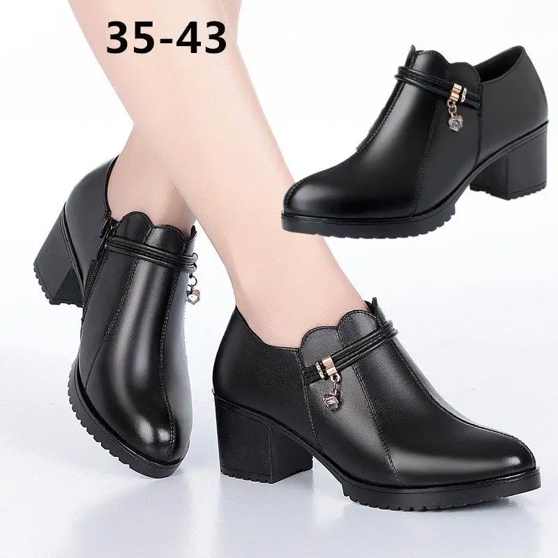 Женские туфли лодочки на среднем каблуке из натуральной кожи|Женские туфли| |