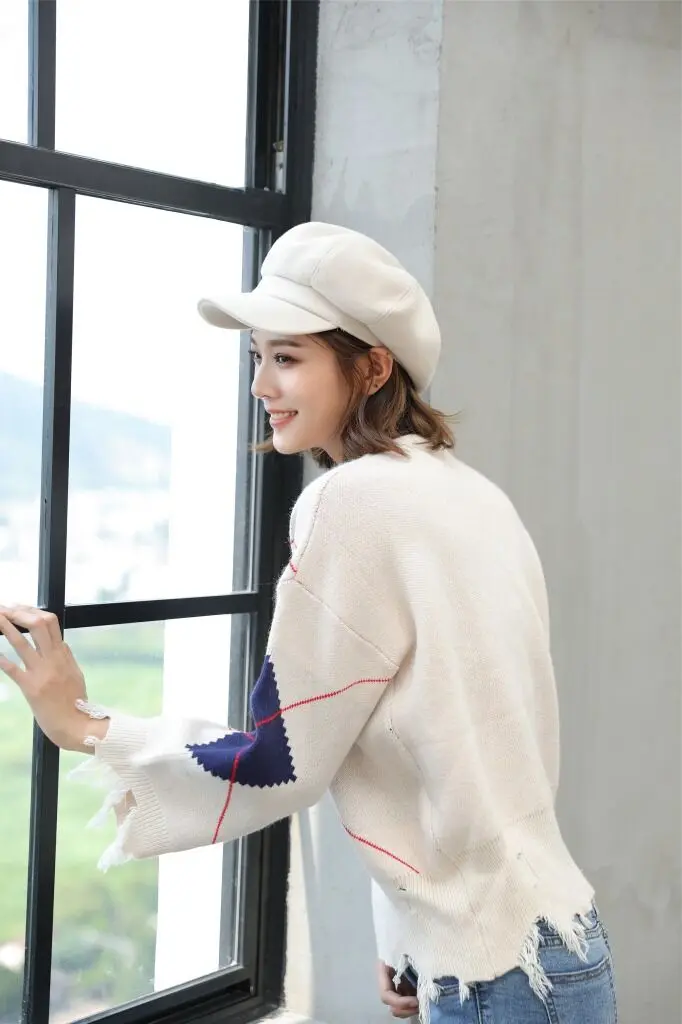 6 color MAERSHEI wool Women Beret Autumn Winter Octagonal Cap Hats Stylish Artist Painter Newsboy Caps Black Grey Beret Hats - Цвет: 6 color