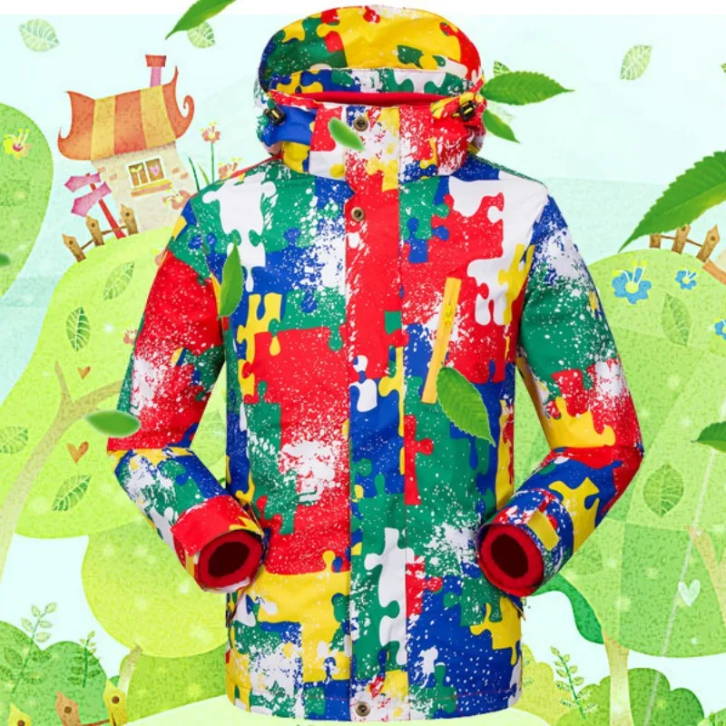 Зимние Детские камуфляжные теплые куртки из двух предметов для сноуборда