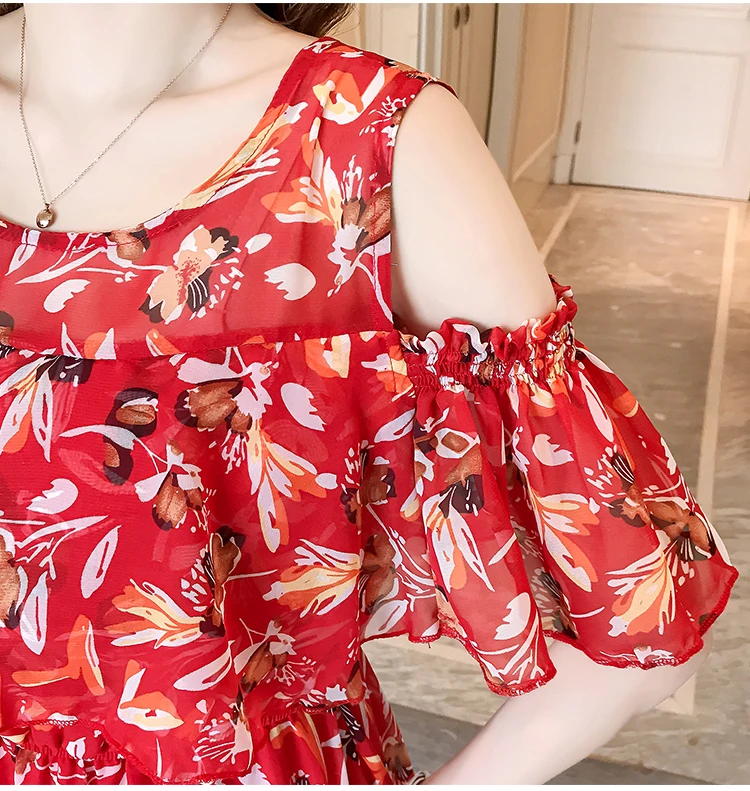 9226# шифоновое платье для кормящих мам с цветочным принтом летняя модная одежда для кормящих мам для беременных женщин элегантная одежда для беременных