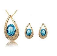 fashion jewelry popular crystal accessories crystal necklace earrings twinset jewelry set