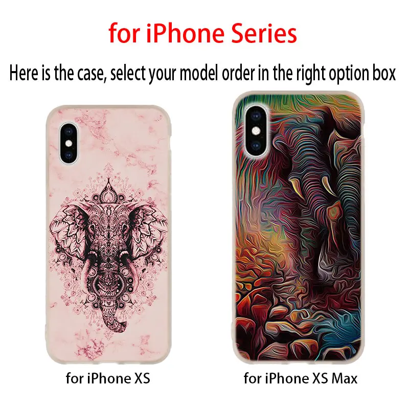 Силиконовый мягкий чехол для iPhone 13 11 12 Pro X XS Max XR 8 7 6 Plus SE Coque Elephant art 2020 | Мобильные