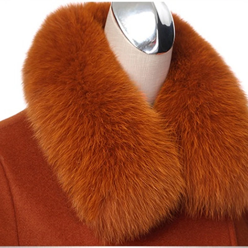 

Korean Women Woolen Jacket Autumn Winter Slim Longer Wool coat Upscale Women's Fashion Removable fur collar Tops Overcoat A200