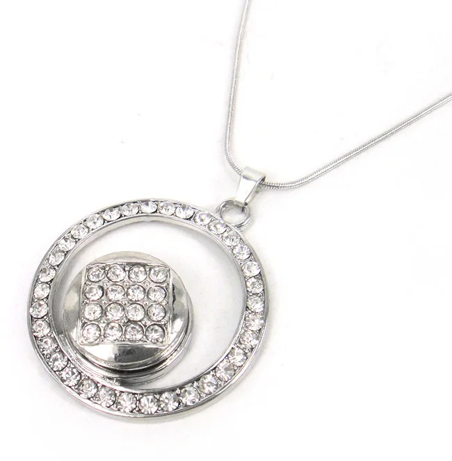 

Free shipping new arrival snake Chain Necklace with crystal circle DIY Fashion metal button Jewelry