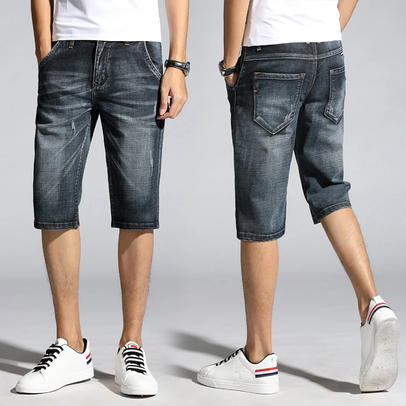 Men'S Denim Summer Linen Cotton Shorts Men Korte Broek Mannen Homme Breeches Half Pants Work Mens Casual Man High Quality
