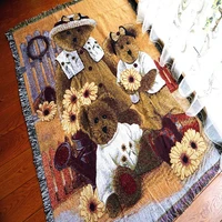 bear vintage cotton carpet thick blanket throw mat sofa towel blanket bed cover living room bedroom felts tapestry 130x160 cm
