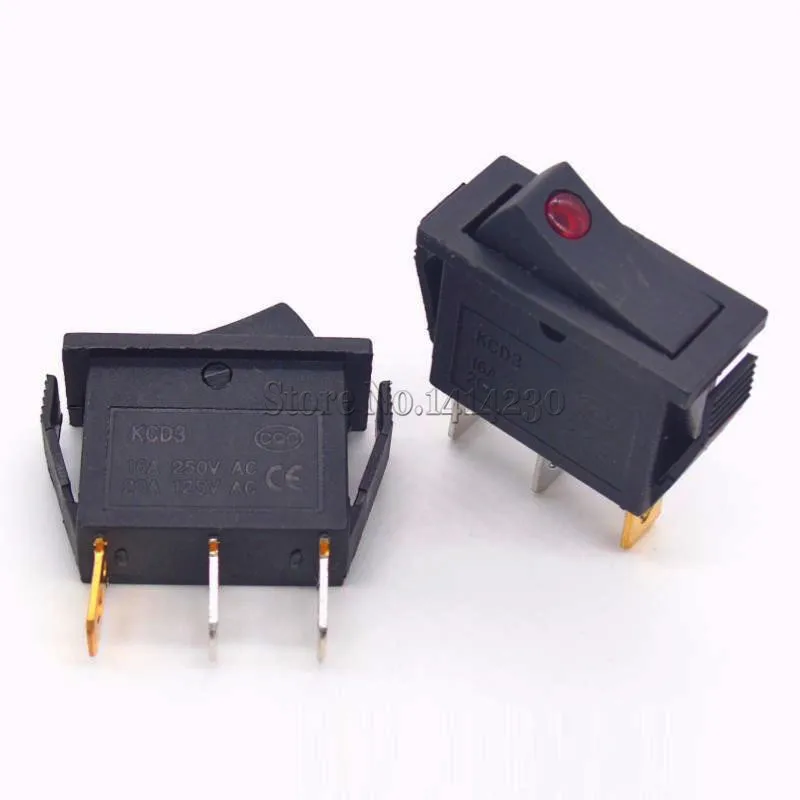 KCD3 кулисный переключатель 16A 250V 20A 125VAC 2Pin/3Pin ВКЛ-ВЫКЛ-на 2/3 позиции KCD3-102/N 15*, маленького размера, круглой формы с диаметром 32 мм Мощность переключателя сброса давления переключатель - Цвет: Red Led Dot