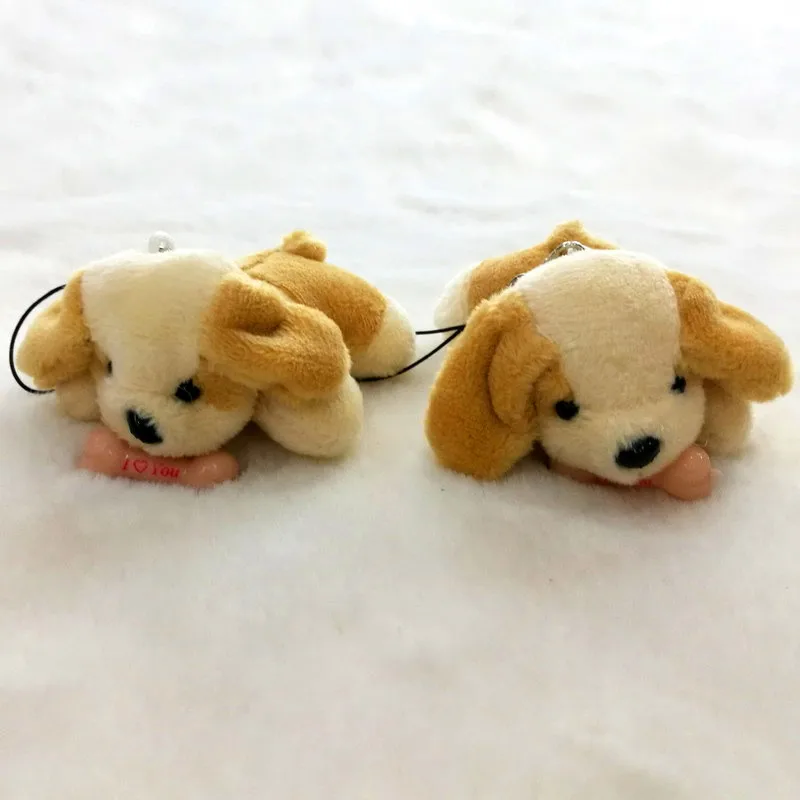 Cute mini 7cm Plush Toy Small Pendant Novelty Dog With Bone Creative Gift Keychain Trick Funny Toys | Игрушки и хобби