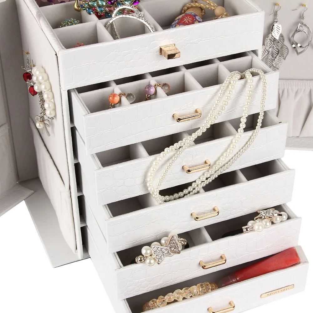 Белый большая коробка для ювелирных изделий Коробка демонстрации колец