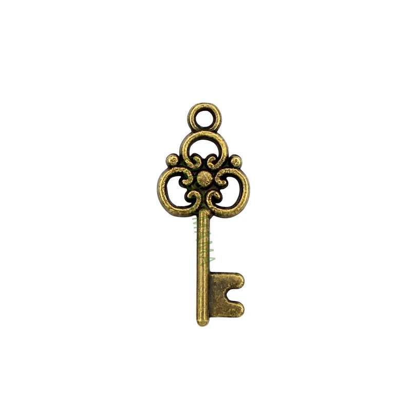 

100pcs-Antique Bronze 2 Sided Key charm pendant 26x11mm