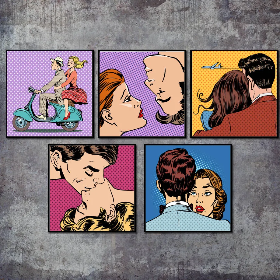 

COLORFULBOY Romantic Love Story Modern Wall Art Canvas Painting Canvas Posters and Prints Wall Pictures For Living Room