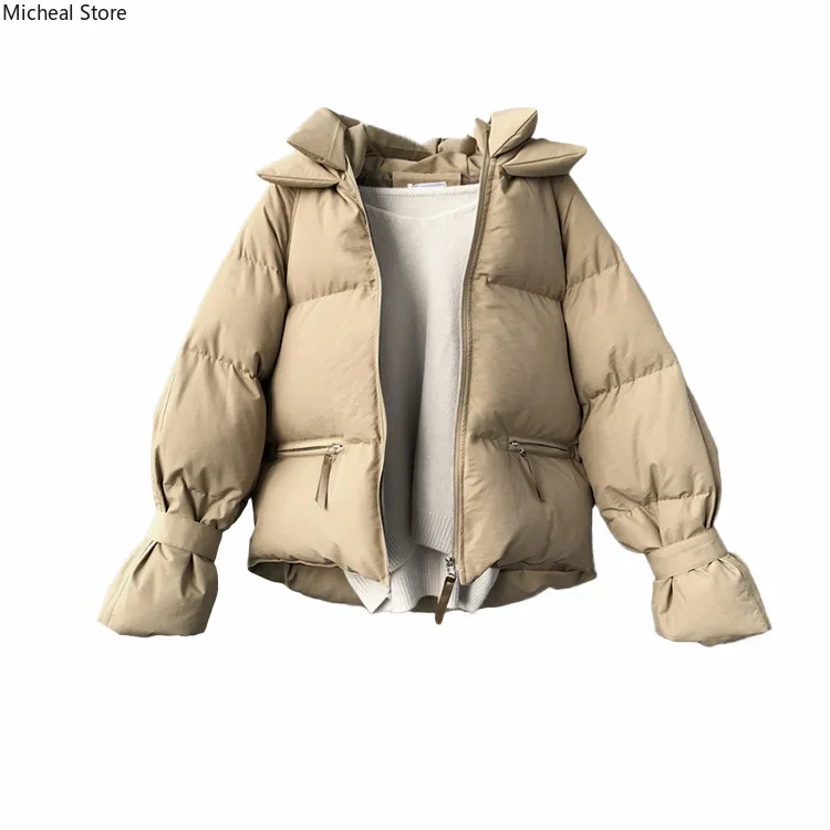 2018 г. новые зимние конструктивные особенности Одноцветная куртка на хлопковой