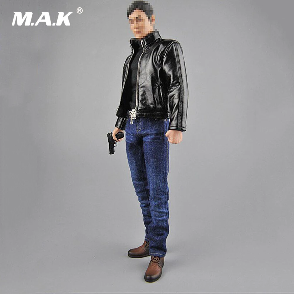 

1/6 Male Clothes Accessory Agent Leather Suit CEN-M07 Clothes & Shoes & Gun Model for 12'' Narrow Shoulder Action Figure Body