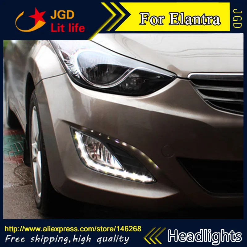 12 в 6000 к светодиодный DRL дневной ходовой светильник для hyundai Elantra 2012 2013 противотуманная фара рамка противотуманный светильник супер белый