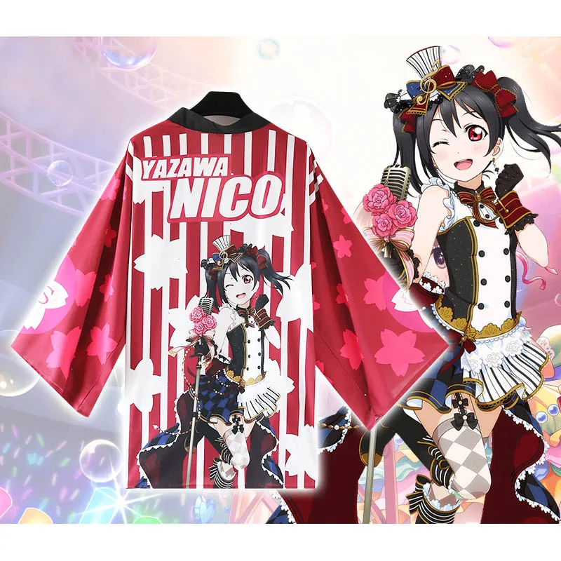 Японское кимоно Haori Love Live! Школьный идол фестиваль КУСАКА Хонока юката Косплей Костюм LoveLive Повседневный плащ