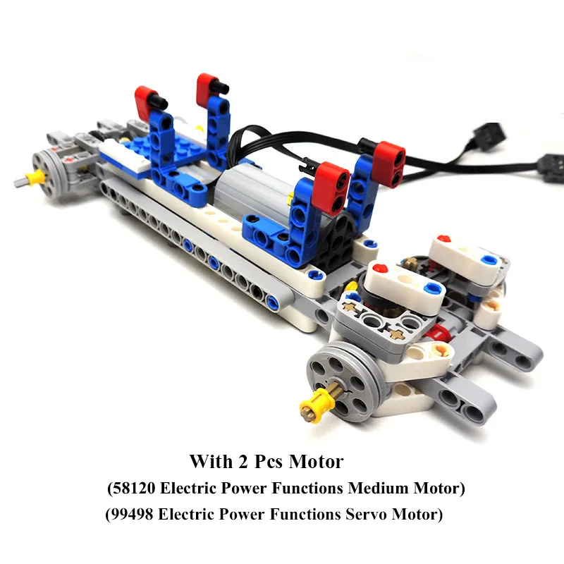 Technic комплект шасси автомобиля части электрической мощности функции мотор среднего размера+ Серводвигатель строительные блоки совместимы с 99498 58120 - Цвет: 1 Set with Motor