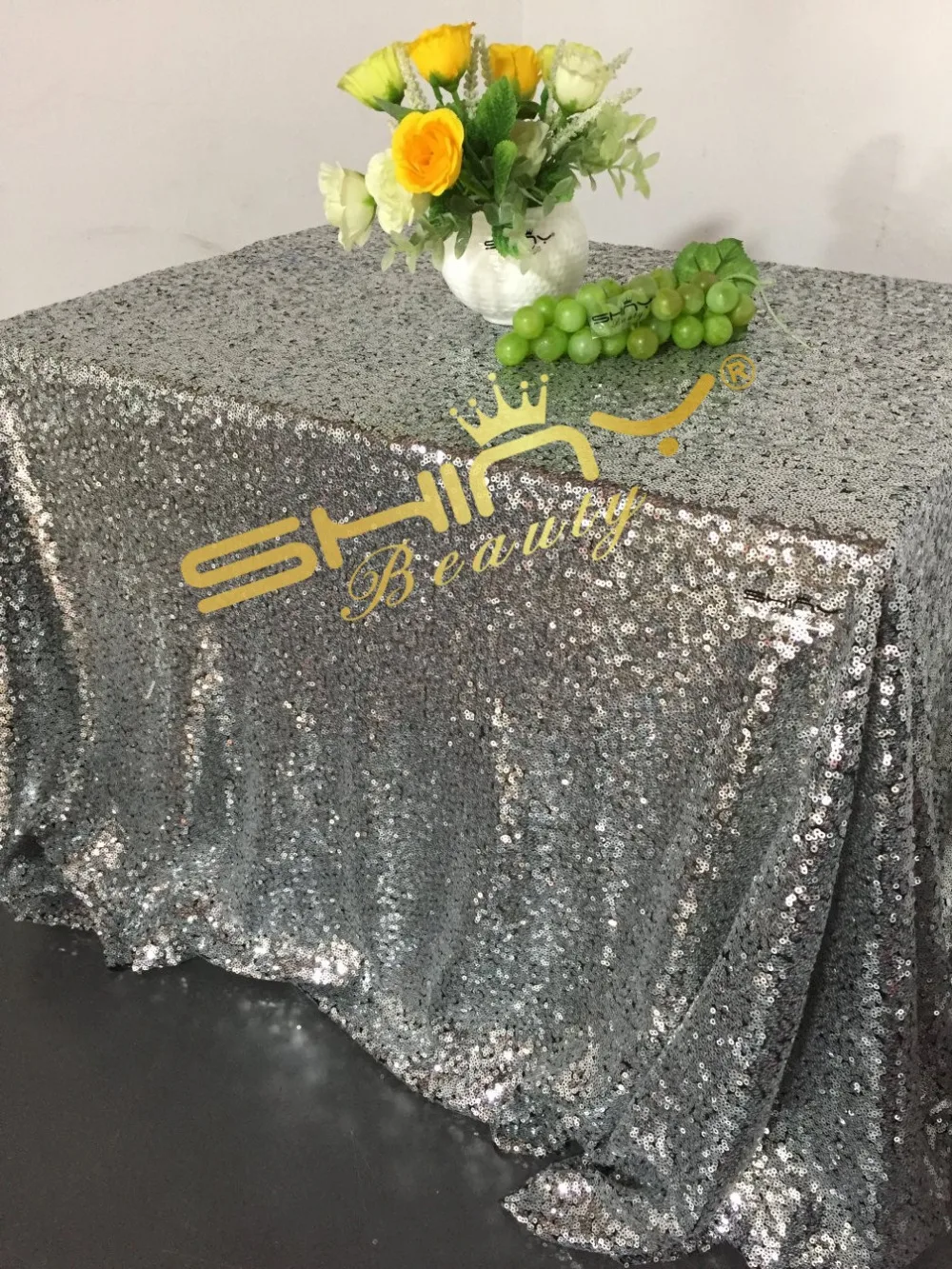 Квадратная скатерть с блестками черного и серебристого цвета, 60x120 дюймов, покрытие для обеденного стола, сверкающий стол с блестками для свадьбы/Party-A105